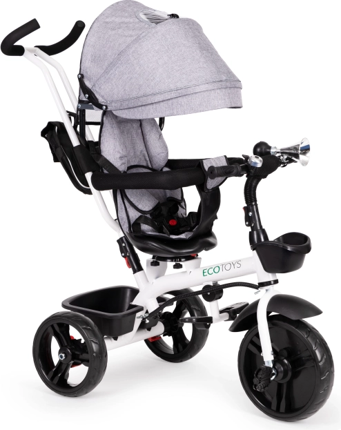 Kinderdriewieler met draaibare stoel en kap ECOTOYS grijs