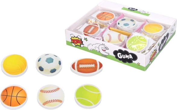 Gum voor uitgummen met sportief motief