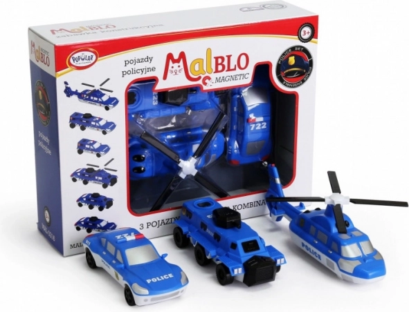 MalBlo magnetische politievoertuigen – creatieve bouwset voor kinderen