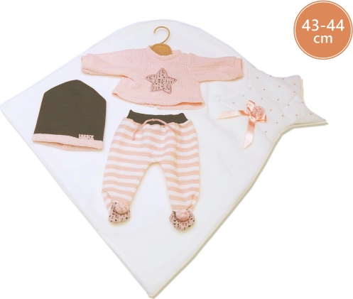 Llorens outfit voor New Born-pop 43–44 cm, 3-delige set met dekentje