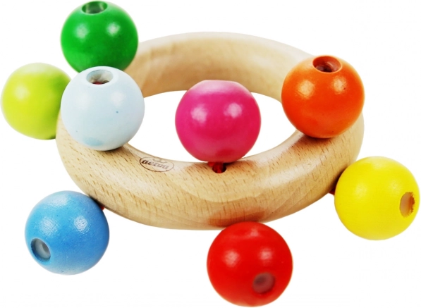 Detoa Houten rammelaar met kleurrijke balletjes