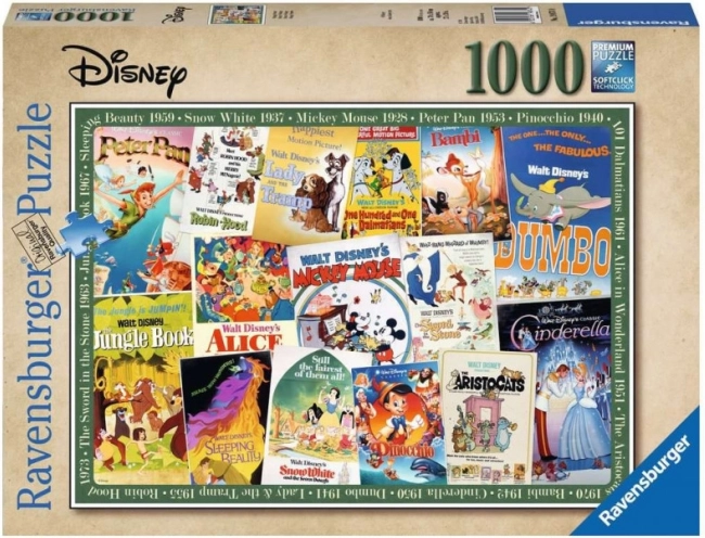 Puzzel Disney Vintage Filmaffiches 1000 stuks Ravensburger