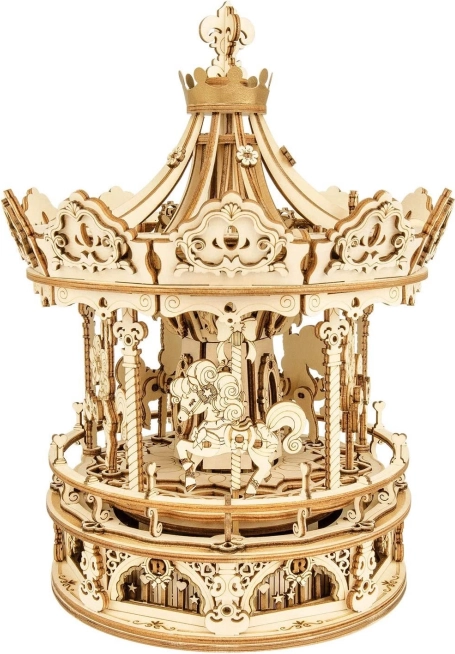 Houten carrousel - 3D Puzzel met Muziekdoos