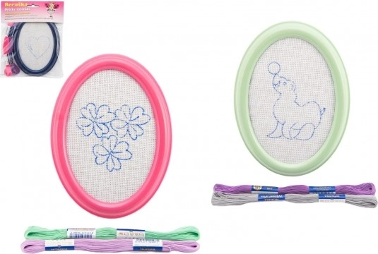 Borduurset in lijst om op te hangen voor kinderen (mix van motieven)