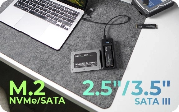 Desktop dockingstation voor SSD en NVMe schijven