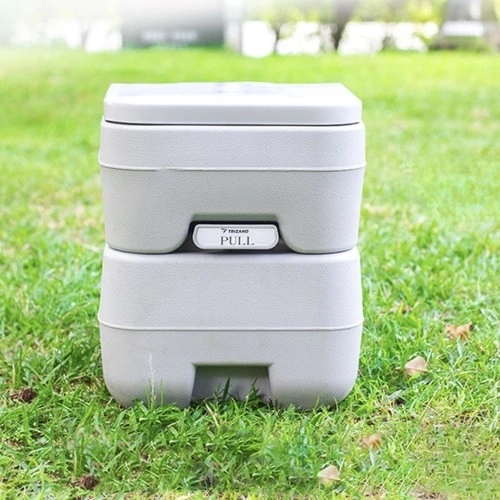 Trizand 24498 Draagbaar campingtoilet 20 + 12 l, grijs