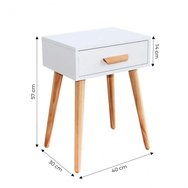Moderne nachtkastje, witte salontafel
