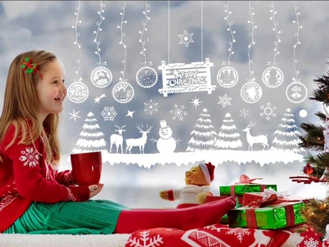 Kerststicker voor ramen met kerstboommotief