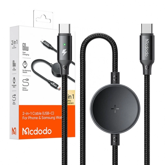 2-in-1 oplaadkabel en draadloze oplader voor Samsung horloges