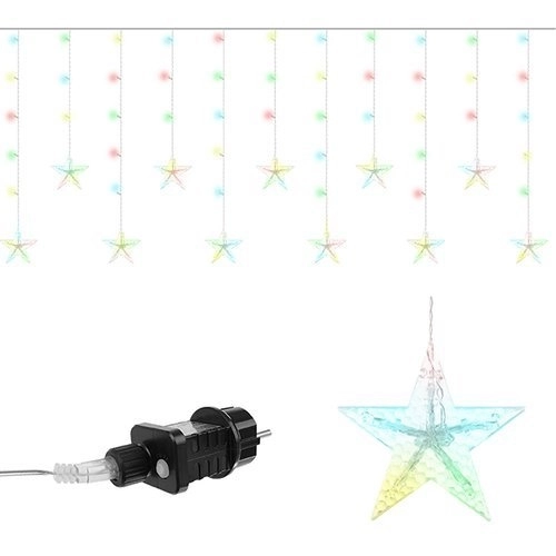 LED gekleurde gordijn met sterretjes - 2,5 m, 108 LED