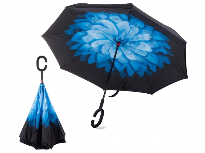 Ombrella omgekeerd inklapbare paraplu sterke staven robuuste staande paraplu – Blauw
