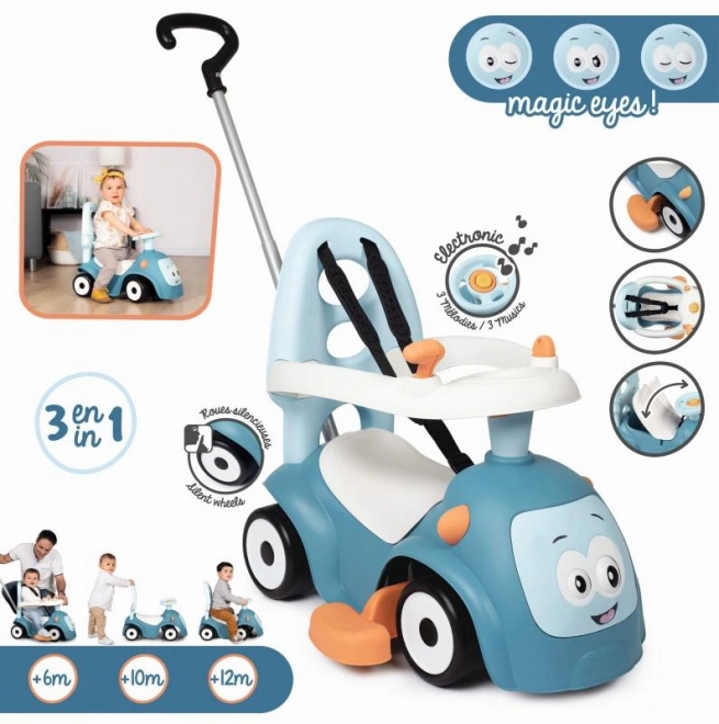 Loopfiets met geluiden en stuurstang Maestro 3in1 blauw