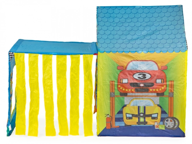 Tent voor automonteurs in autowerkplaats voor kinderen