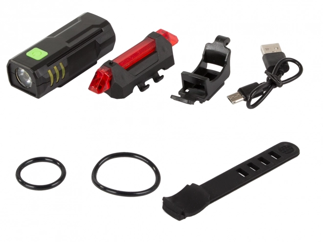 Set van USB-lampen voor fiets voor- en achterzijde