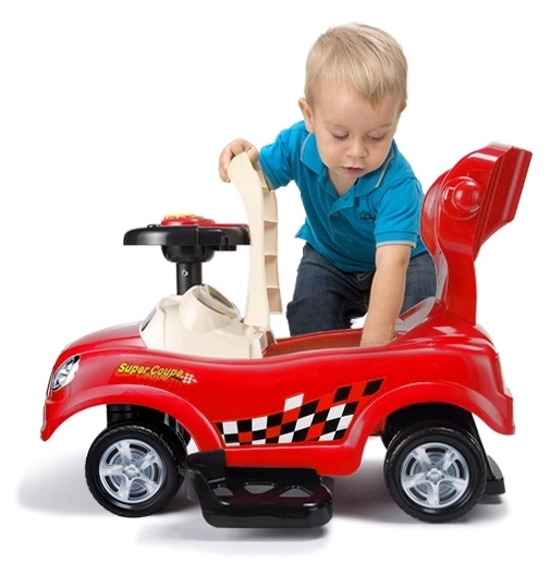 ECOTOYS Loopauto met geluiden en stuurstang Auto rood