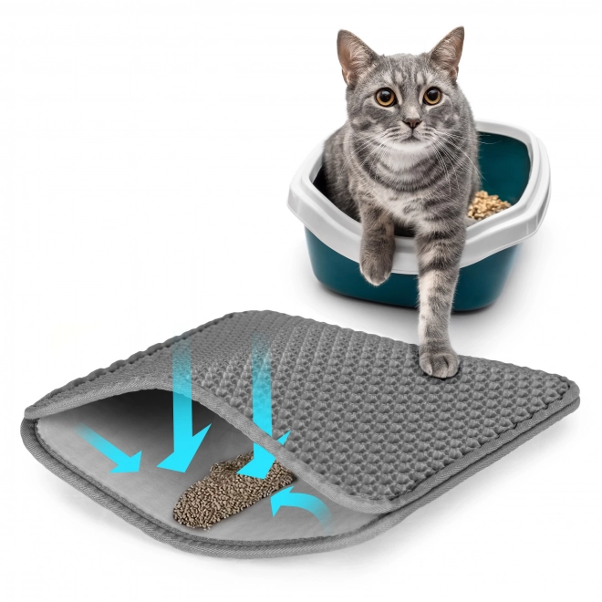 Grijze tweelagige mat voor katten
