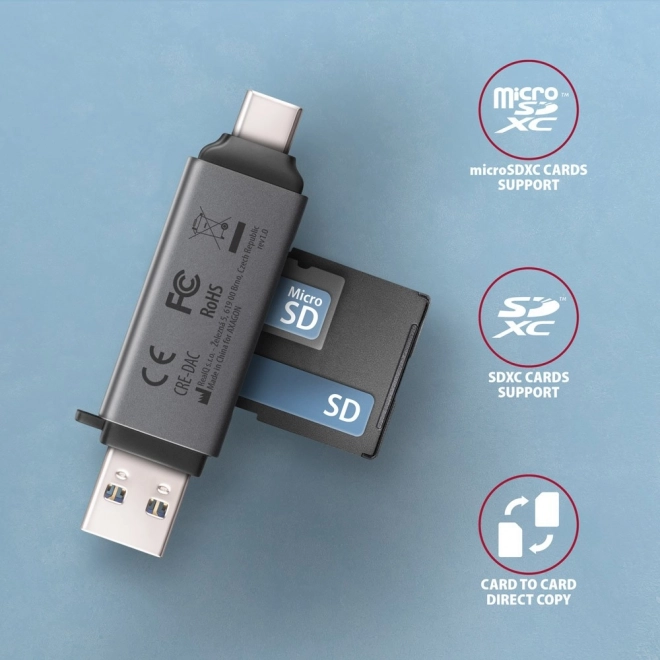 Externe kaartlezer CRE-DAC USB3.2 Gen 1 Type-C + Type-A SD/microSD