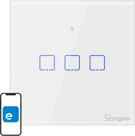 Slimme touch-lichtschakelaar SONOFF TX T0 EU, 3 kanalen, Wi‑Fi