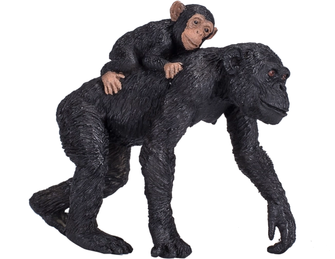 Figuur van een chimpansee met jong – realistisch dier voor kinderen en verzamelaars