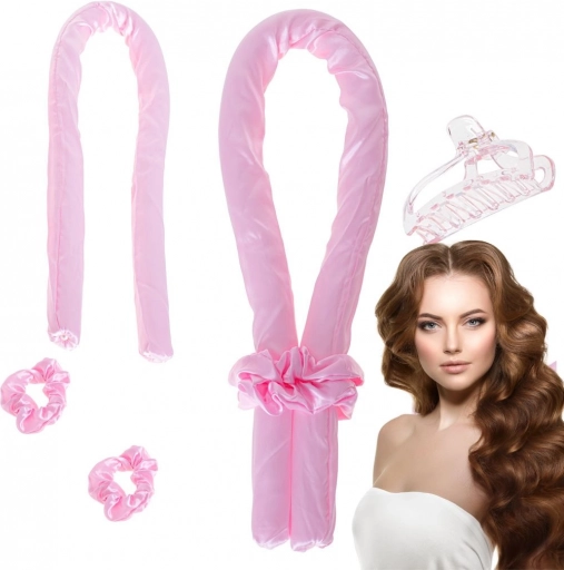 Roze set voor hittevrij haar krullen