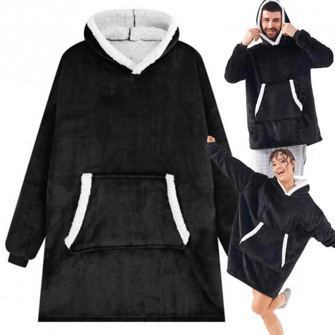 Warme oversized hoodie met bont en capuchon