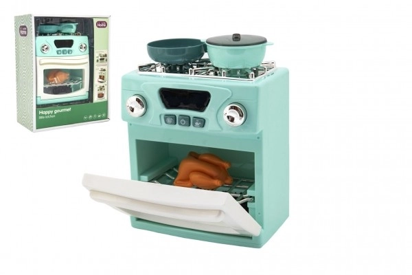 Kookfornuis van plastic met accessoires op batterijen met licht en geluid in doos 22x28x11,5cm 18m+