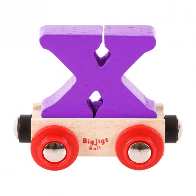 Houten wagon met letter X - Bigjigs Rail