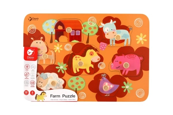 Houten inlegpuzzel voor de kleintjes - boerderij