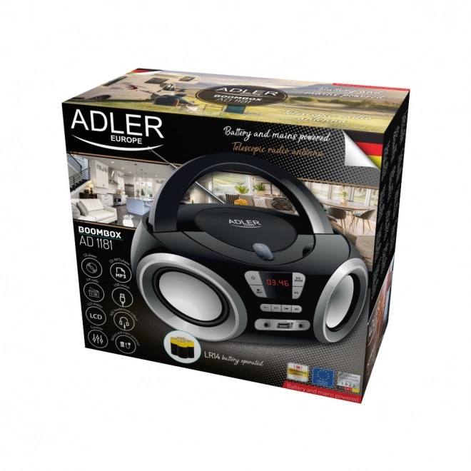 Draagbare boombox met CD en USB ADLER AD 1181