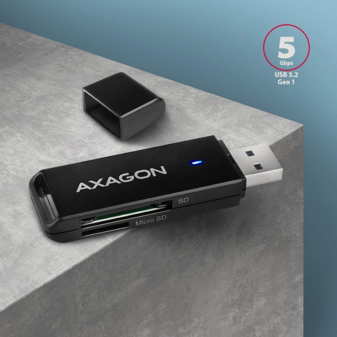 Externe USB-A 3.2 Gen 1 AXAGON-kaartenlezer met UHS-I ondersteuning