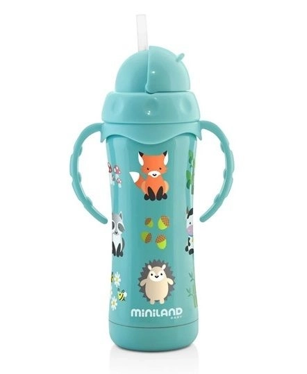 Thermo bidon met rietje - staal, 240 ml