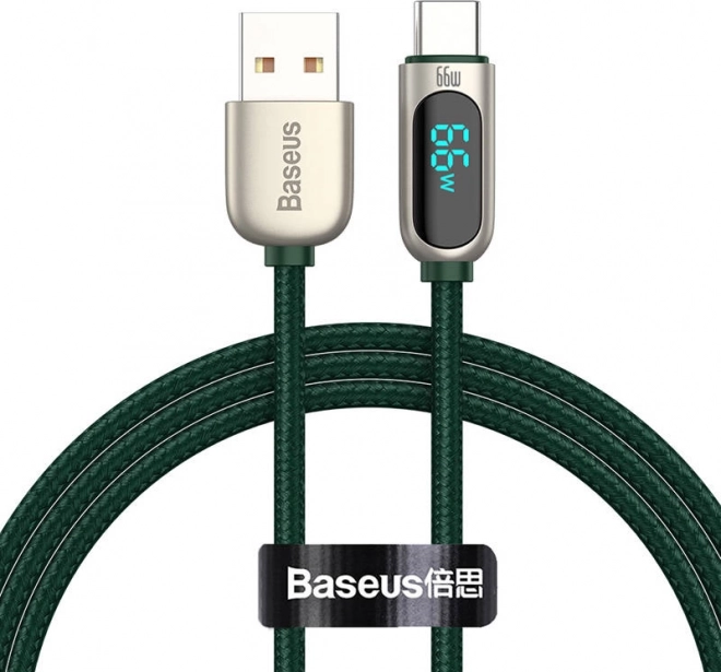 Baseus USB-naar-USB‑C-kabel met display 66 W, 1 m, groen
