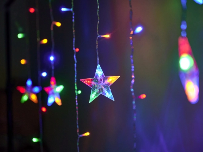 LED gekleurde gordijn met kerstmotieven - 2,5 m, 138 LED's