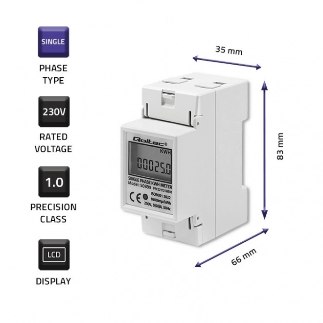 Enfase elektronische elektriciteitsmeter | DIN rail | 230V | LCD | 2P