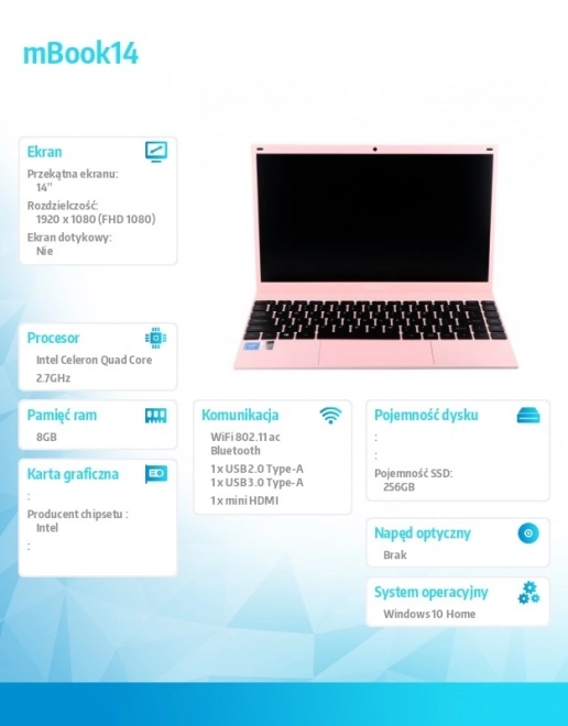Roze notebook Maxcom mBook14