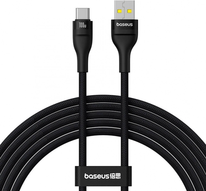 BASEUS Flash 2 laad- en datakabel USB-A naar USB-C 100 W, 2 m, zwart