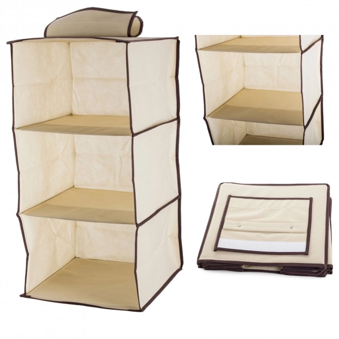Hangende organizer voor in de kast met drie planken