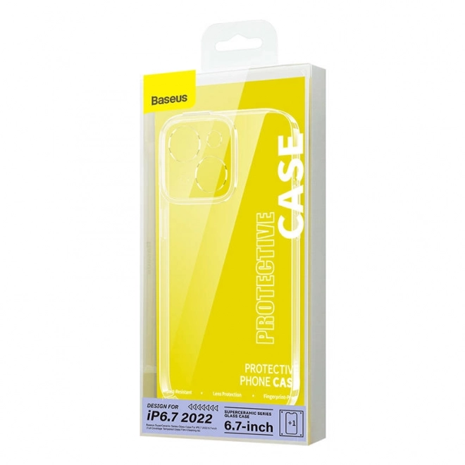 Transparante Glazen Hoes Baseus SuperCeramic en set gehard glas voor iPhone 14 – Plus