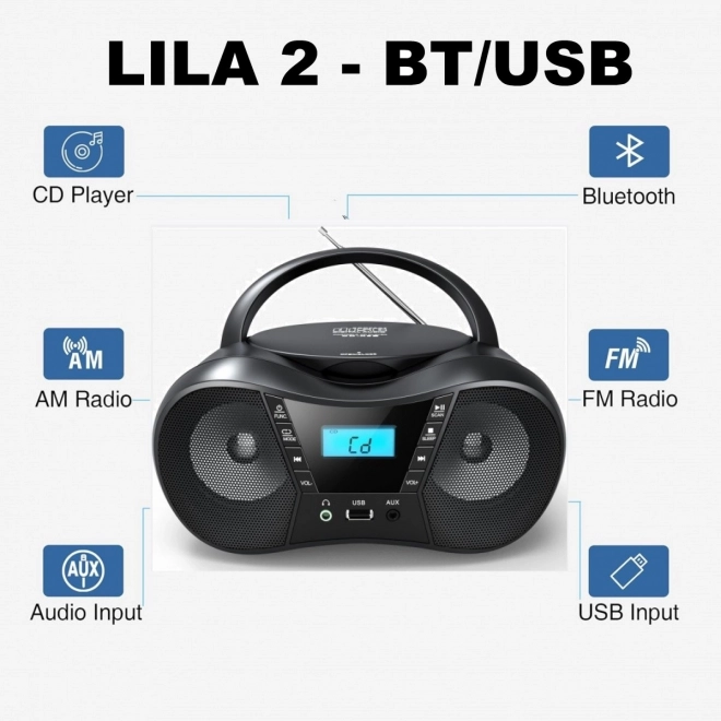 Draagbare CD-speler met USB en Bluetooth