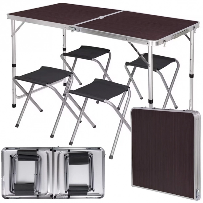 Toeristische tafelset inklapbare campingtafel groot 4 stoelen koffer
