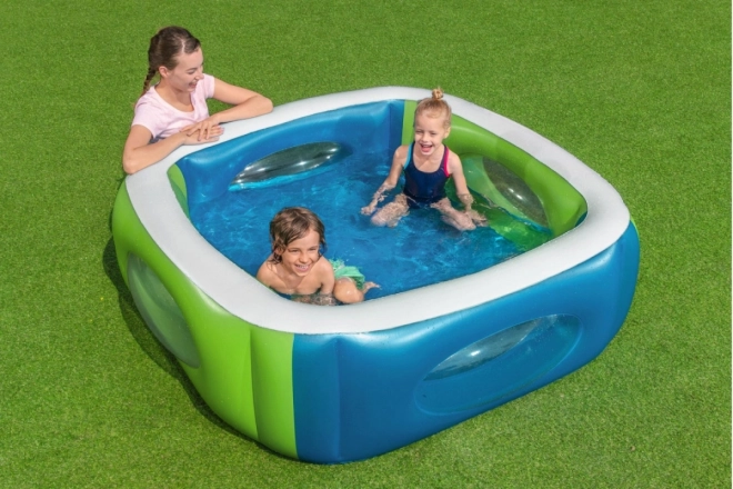 Opblaasbaar zwembad met vensters voor kinderen - 168 cm x 168 cm x 56 cm
