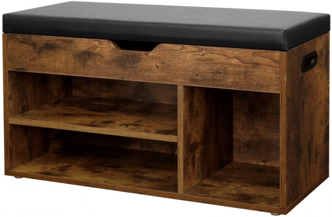 Houten schoenenbank in loftstijl