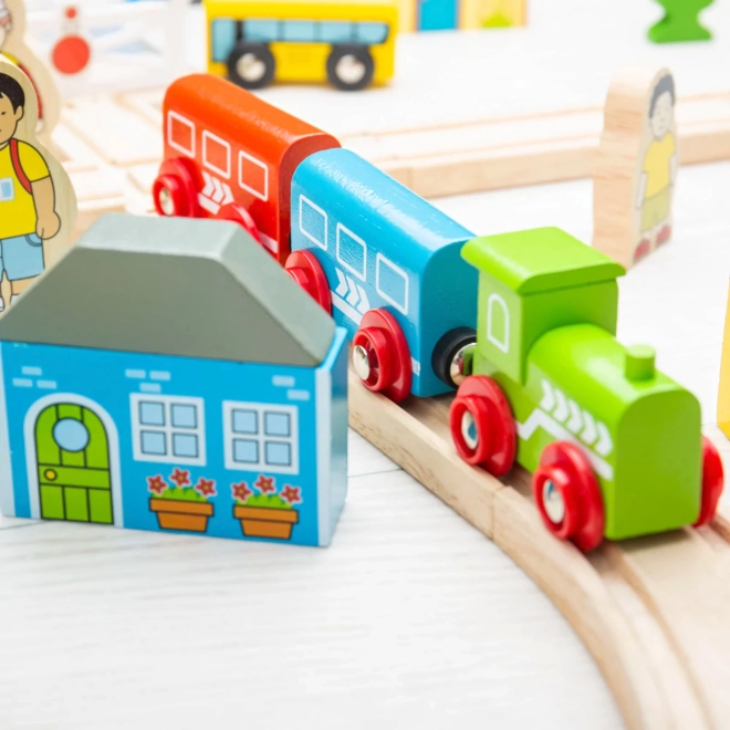 Bigjigs Rail Houten Treinset stad en dorp 101 stukken
