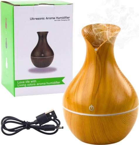 Ultrasone aromadiffuser en luchtbevochtiger met houtlook 130 ml