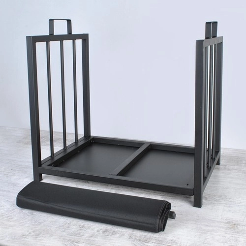 Mand en tas voor haardhout 2-in-1