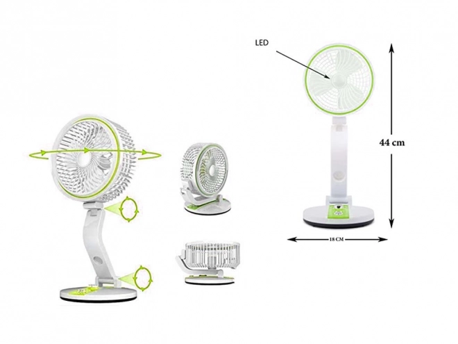 Draagbare opvouwbare ventilator met LED-licht