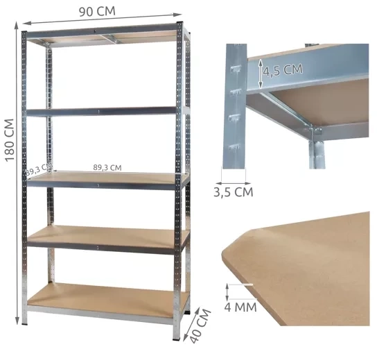 Opslagrek 180x90x40 Malatec 23768