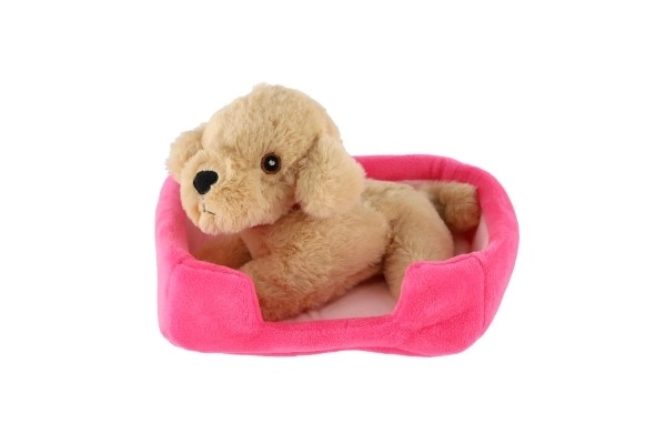 Diertje hondje in mandje pluche 4 kleuren 22x24cm 24m+