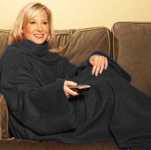 zwarte fleece deken met mouwen XXL