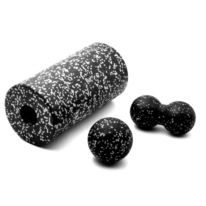 Massage Set 3 in 1 met Roller en Ballen – Zwart-wit
